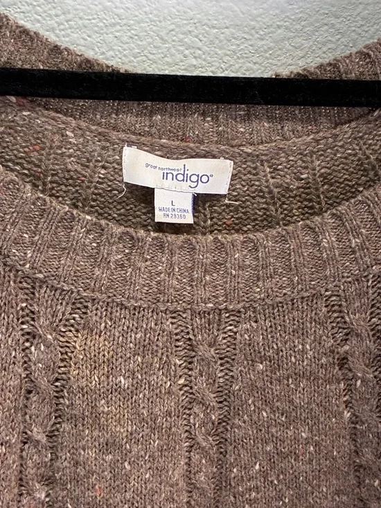 Great Northwest Clothing Co. Brown Scoop Neck Textured Fall Pullover Women’s L - Picture 2 of 5